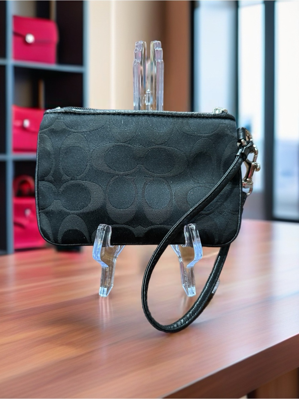 Coach Poppy Wristlet with Silver Tone Plaque - Picture 2 of 4